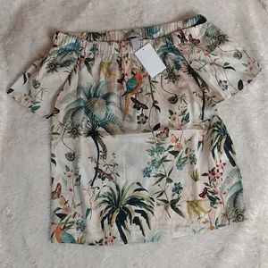 Tropical print Off-shoulder top size 2/XS - NWT